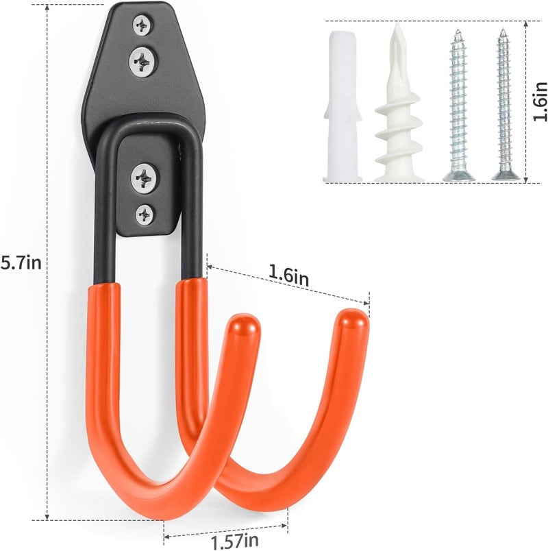 Pruite Hose Hanger Wall Mount 2 Pack,Heavy Duty Hose Holder with Screws Metal Hose Hangers for Outside,Hose Rack Suitable for Garage,Garden and Yard - Image 2